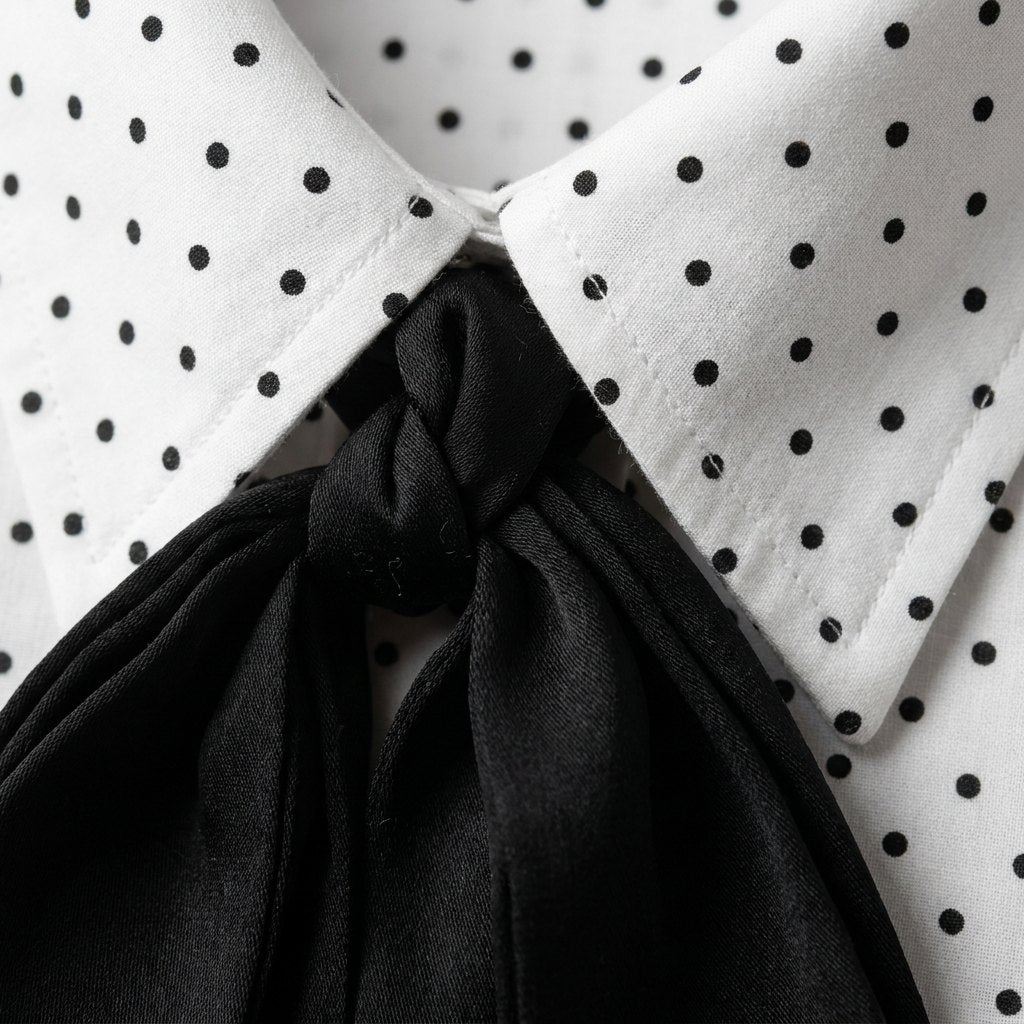 Mira Women's Blouse | Long Sleeve, Lightweight Polka Dot Necktie 5