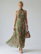 Mirelle Midi Dress | Floral Pattern, Sleeveless Halter Neck 0