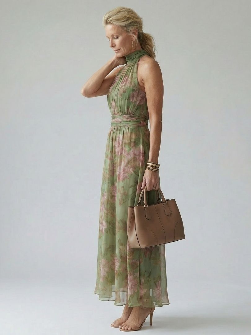 Mirelle Midi Dress | Floral Pattern, Sleeveless Halter Neck 2