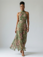 Mirelle Midi Dress | Floral Pattern, Sleeveless Halter Neck 4