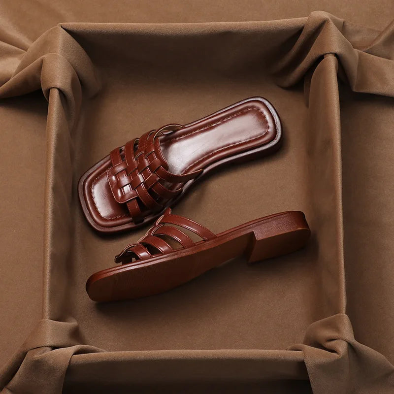 Navi Leather Slides | Hand-Woven, Vegan Friendly, Cushioned Insole 8