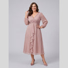 Solveig chiffon dress with twist-knot waist and sheer sleeves 11