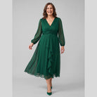 Solveig chiffon dress with twist-knot waist and sheer sleeves 3