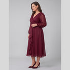 Solveig chiffon dress with twist-knot waist and sheer sleeves 4