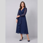 Solveig chiffon dress with twist-knot waist and sheer sleeves 5