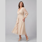 Solveig chiffon dress with twist-knot waist and sheer sleeves 8