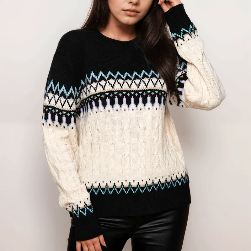 Nora Sweater for Women | Cable-Knit, Fair Isle Pattern, Relaxed Fit 0