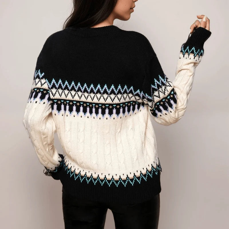 Nora Sweater for Women | Cable-Knit, Fair Isle Pattern, Relaxed Fit 1