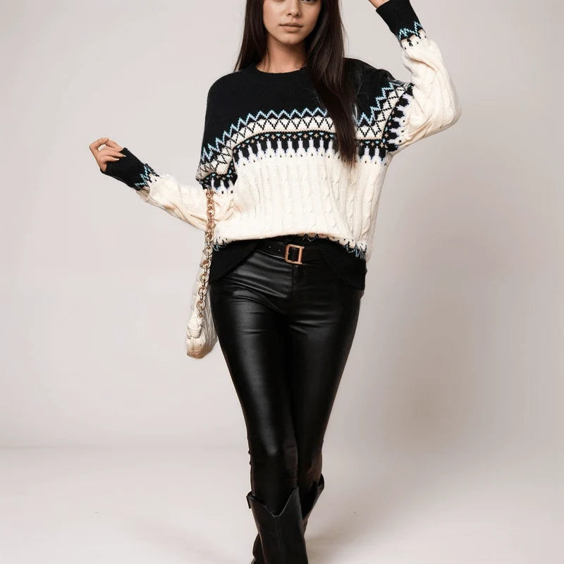 Nora Sweater for Women | Cable-Knit, Fair Isle Pattern, Relaxed Fit 2