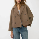 Nora Women's Coat | Cropped, Double-Breasted, Notched Lapels 4