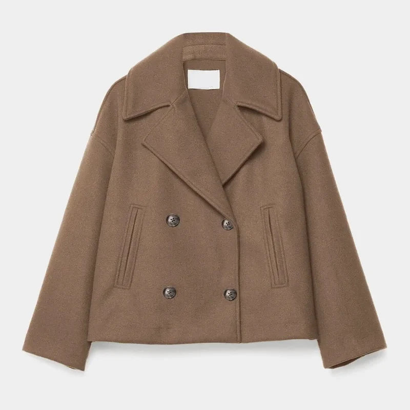 Nora Women's Coat | Cropped, Double-Breasted, Notched Lapels 5