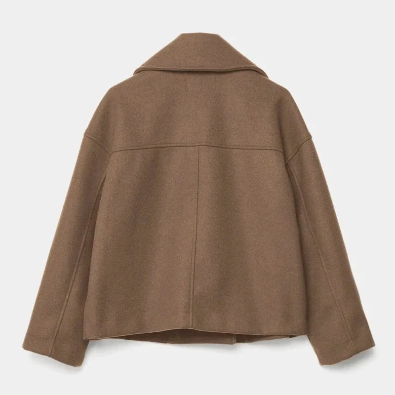 Nora Women's Coat | Cropped, Double-Breasted, Notched Lapels 6