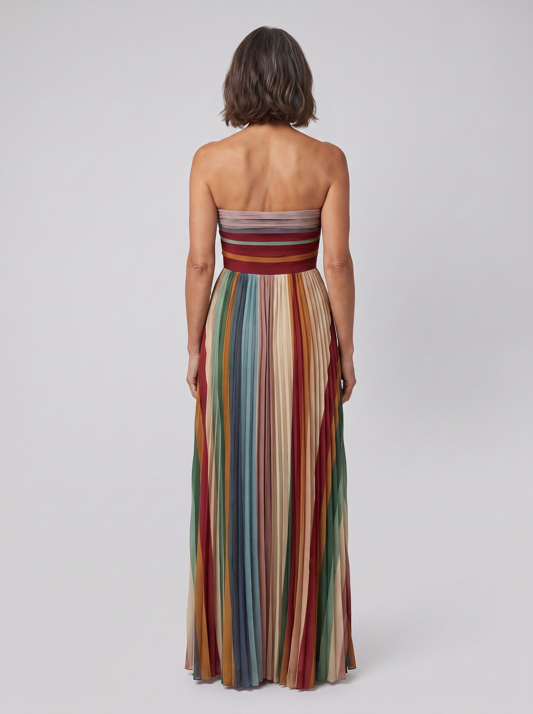 Pavita pleated strapless striped maxi dress 3