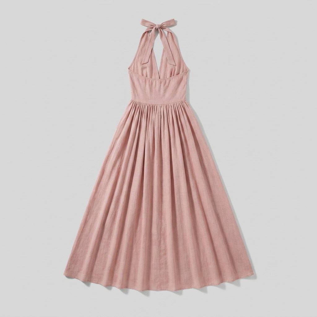 Phaedra Maxi Dress | Cotton-Linen Halter, Flowy Summer Dress for Wedding Guests 4