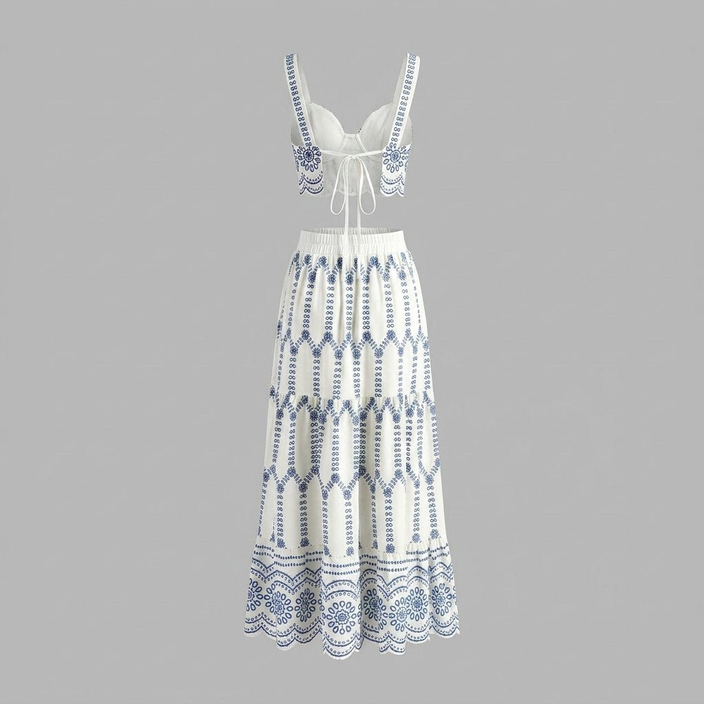 Pinta Skirt Set | Printed Polyester, Tie Back Design 3