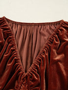 Ravina Velvet Mini Dress | Rust, Bishop Sleeves, Flattering Fit 2