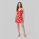 Rivella Women's Dress | Red Butterfly Print, Cowl Neckline, Summer Cocktail 0