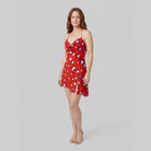 Rivella Women's Dress | Red Butterfly Print, Cowl Neckline, Summer Cocktail 1