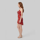Rivella Women's Dress | Red Butterfly Print, Cowl Neckline, Summer Cocktail 2