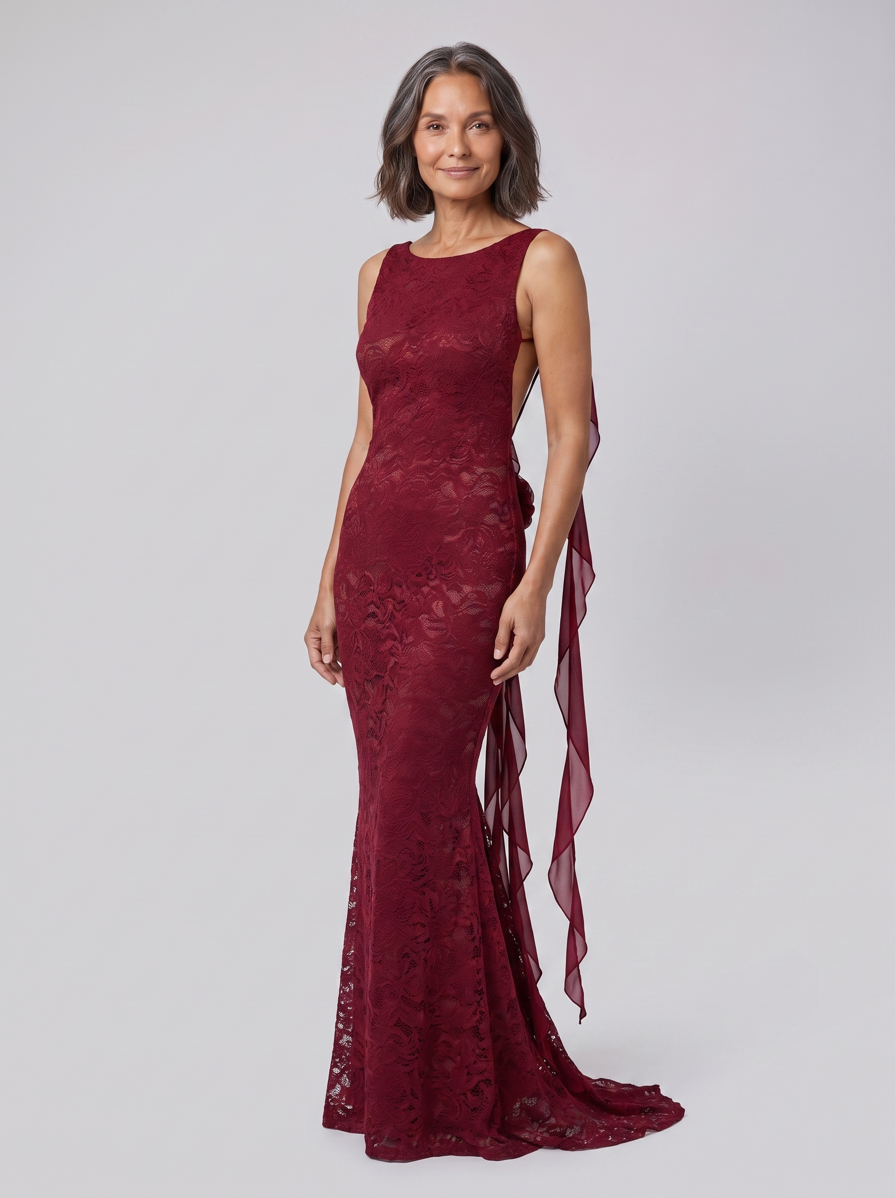 Rivelle backless lace mermaid evening gown 1