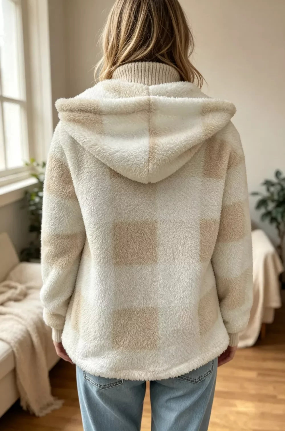 Sable Sherpa Coat | Hooded, Full-Length Zip, Deep Pockets 5