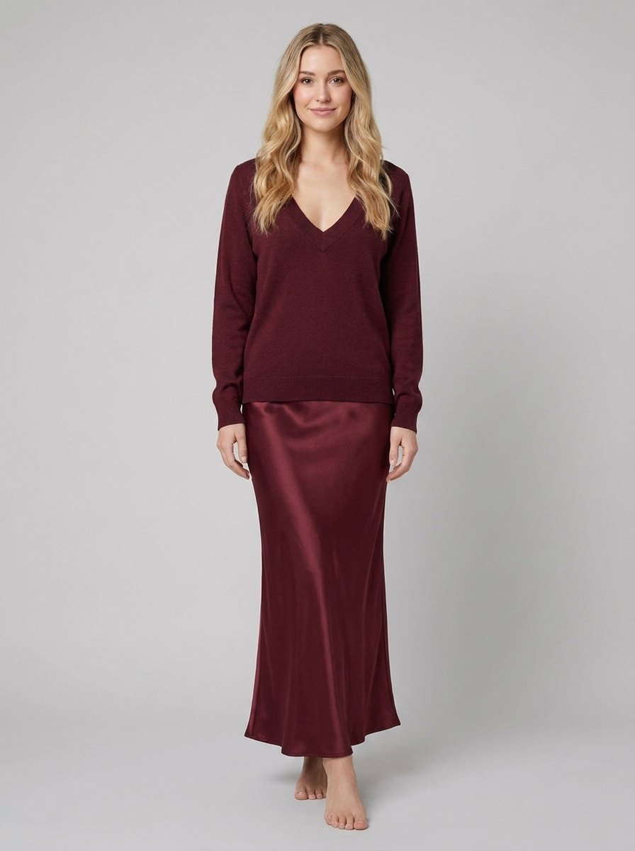 Sarina Women's Dress Set | Satin Midi with Matching Sweater 8