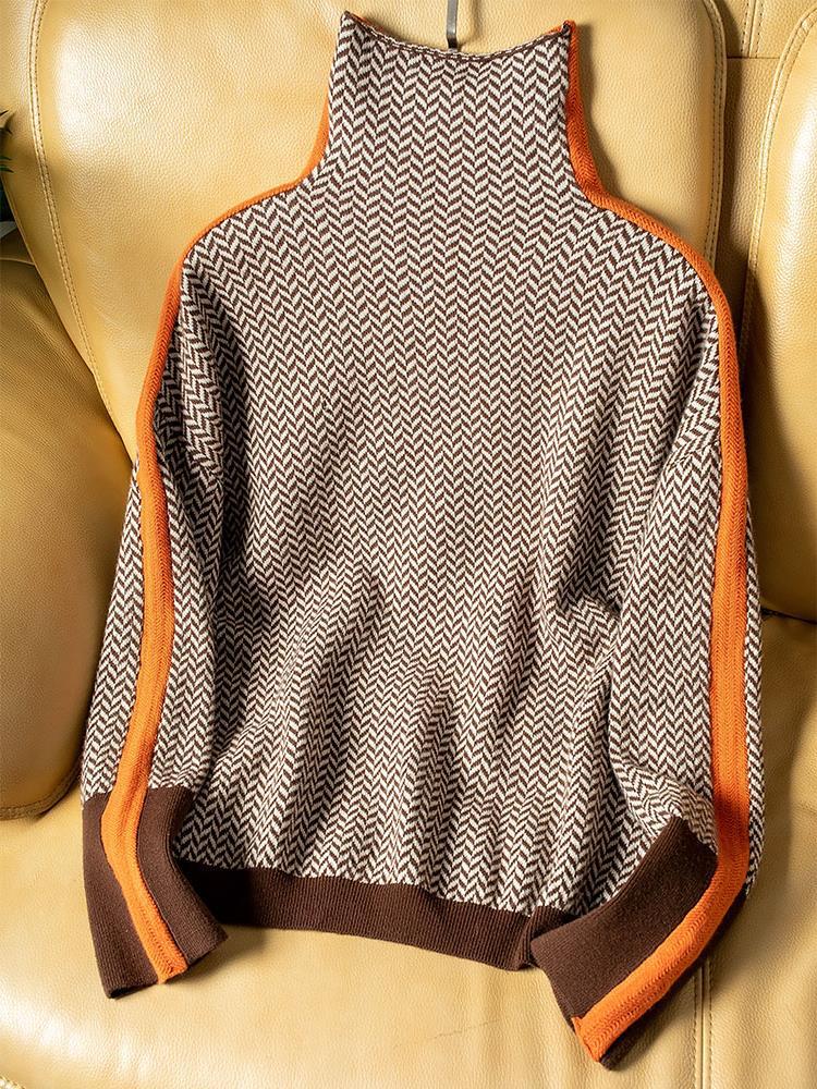 Sarina Women's Pullover | Striped Turtleneck, Soft Fabric 3