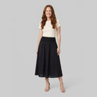 Sasha Midi Skirt | Lightweight Cotton Poplin, A-Line Silhouette 0