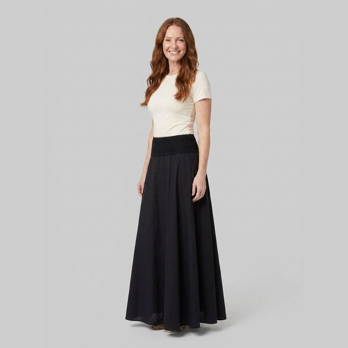 Sasha Midi Skirt | Lightweight Cotton Poplin, A-Line Silhouette 2