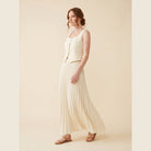 Sera Chic Women's Set | Sleeveless Cropped Top & Pleated Maxi Skirt 1