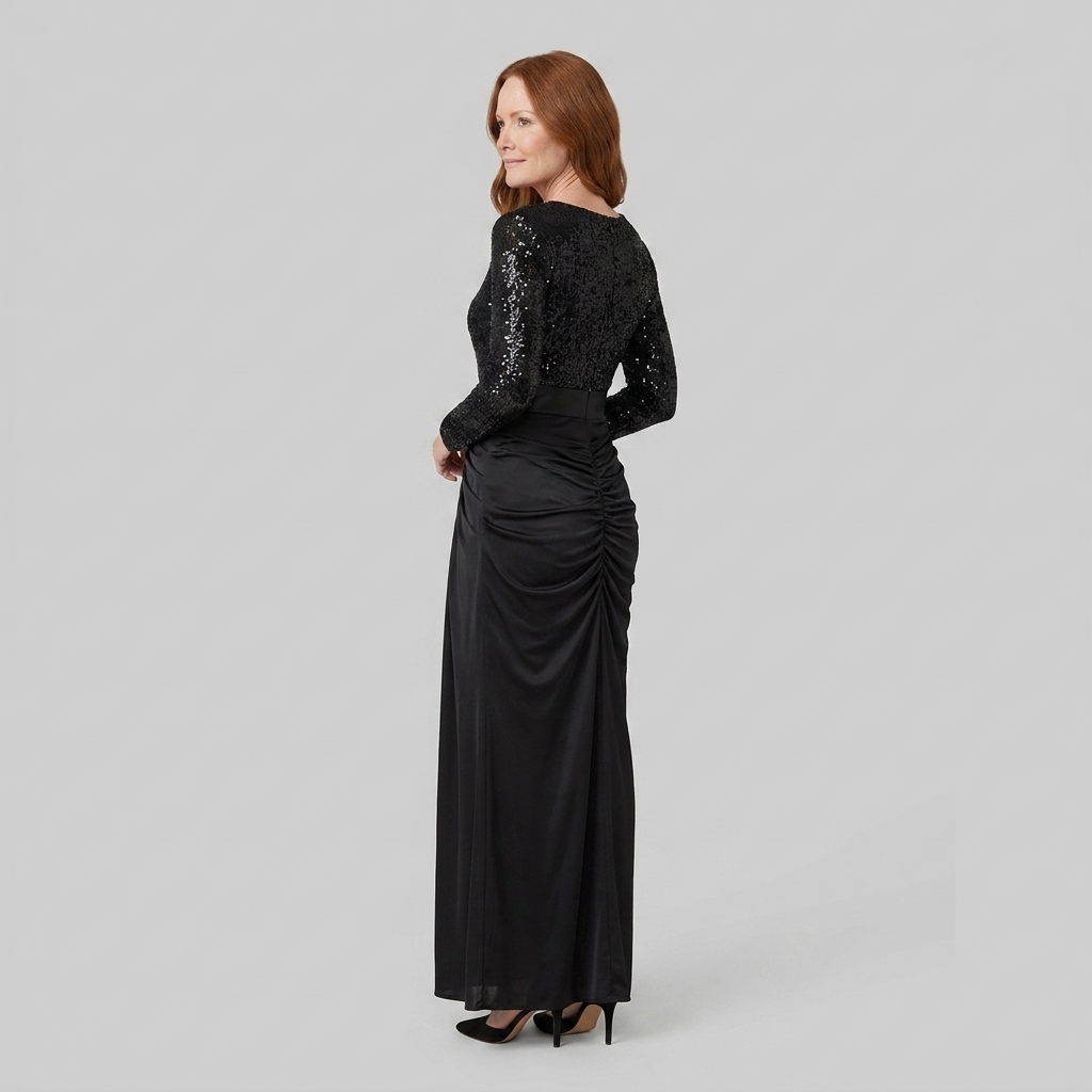 Serena Maxi Dress | Long Sleeve, Sequin Spliced, Floor-Length 2