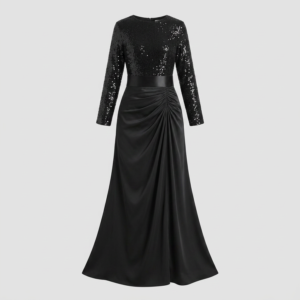 Serena Maxi Dress | Long Sleeve, Sequin Spliced, Floor-Length 3