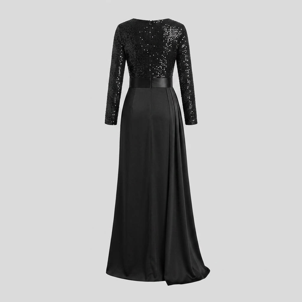 Serena Maxi Dress | Long Sleeve, Sequin Spliced, Floor-Length 6