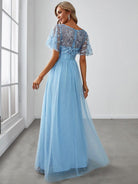 Serena Maxi Dress | Sequin Bodice, Tulle Skirt, Plus Size Available, Short Sleeves 2