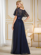 Serena Maxi Dress | Sequin Bodice, Tulle Skirt, Plus Size Available, Short Sleeves 8