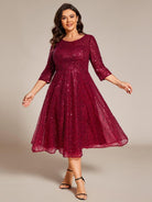 Serena Sequin Midi Dress | Formal Black, 3/4 Sleeve, Plus Size Available 7