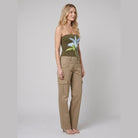 Sierra Crop Top | Fitted Jersey, Strapless Palm Tree Print 2