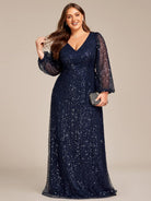 Sierra Evening Dress | Sequin V-Neck A-Line Gown for Women 10