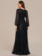 Sierra Evening Dress | Sequin V-Neck A-Line Gown for Women 4