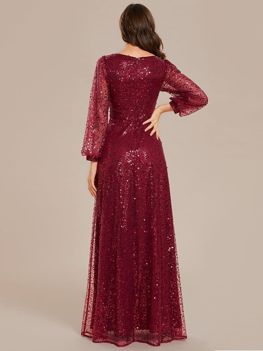 Sierra Evening Dress | Sequin V-Neck A-Line Gown for Women 6