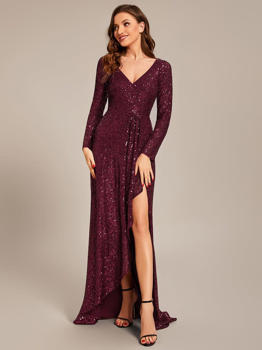 Sierra Evening Gown | Sequin, Asymmetrical Ruffle Hem, Plus Size Available 7