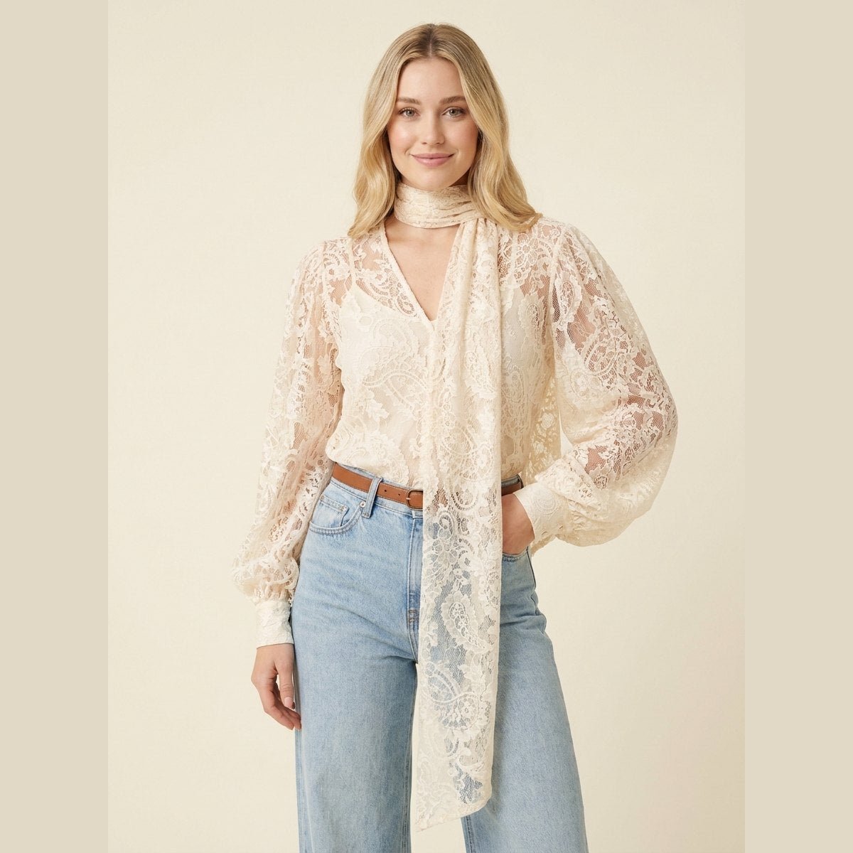 Sierra Lace Shirt | Women's Long Sleeve V Neck, Loose Fit 0