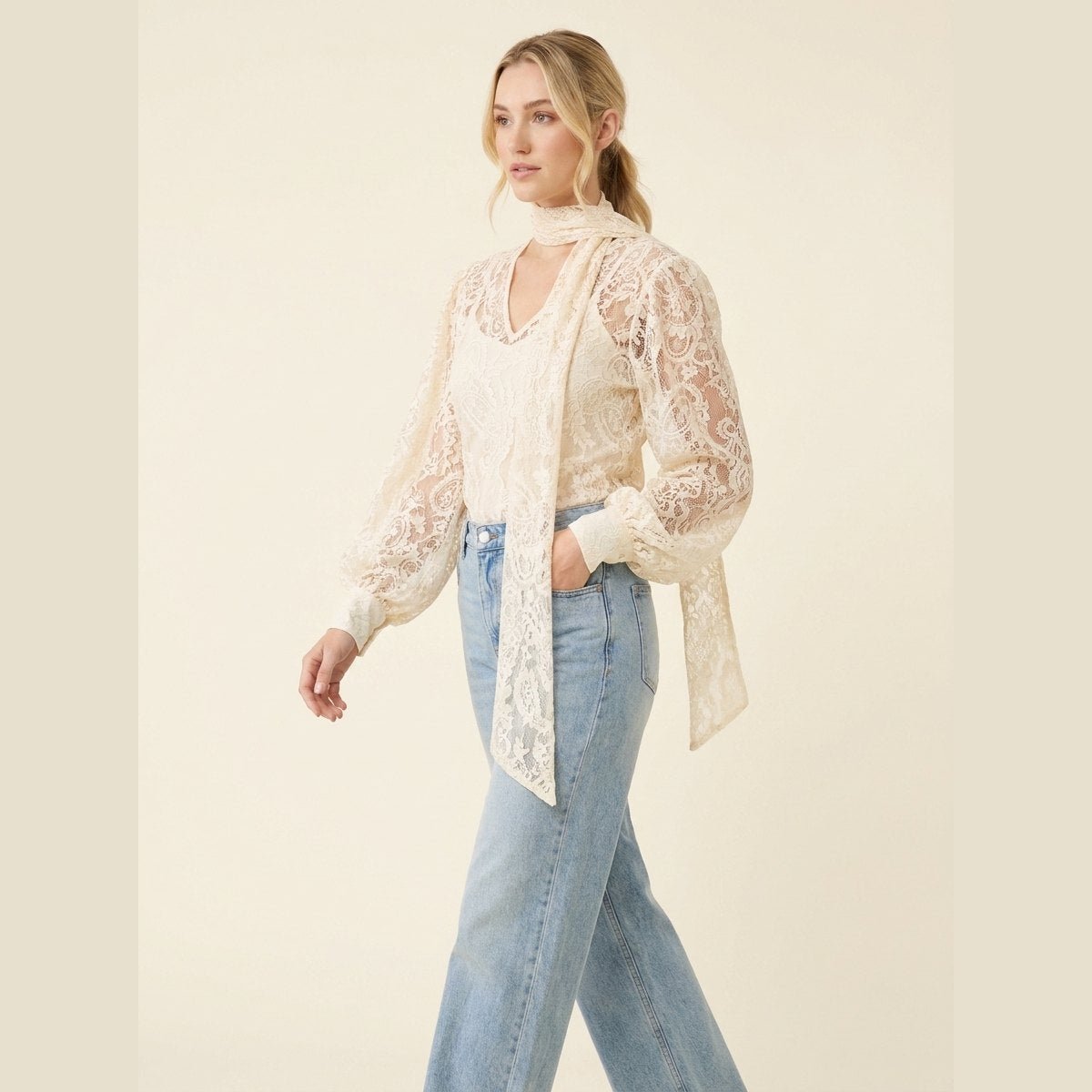 Sierra Lace Shirt | Women's Long Sleeve V Neck, Loose Fit 1