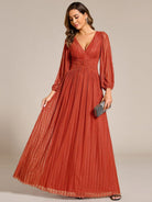 Sierra Sequin Gown | Empire Waist, Lantern Sleeve, Formal Dress for Wedding Guests 10