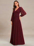 Sierra Sequin Gown | Empire Waist, Lantern Sleeve, Formal Dress for Wedding Guests 12