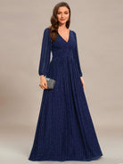 Sierra Sequin Gown | Empire Waist, Lantern Sleeve, Formal Dress for Wedding Guests 16