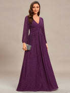 Sierra Sequin Gown | Empire Waist, Lantern Sleeve, Formal Dress for Wedding Guests 17