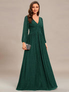 Sierra Sequin Gown | Empire Waist, Lantern Sleeve, Formal Dress for Wedding Guests 5