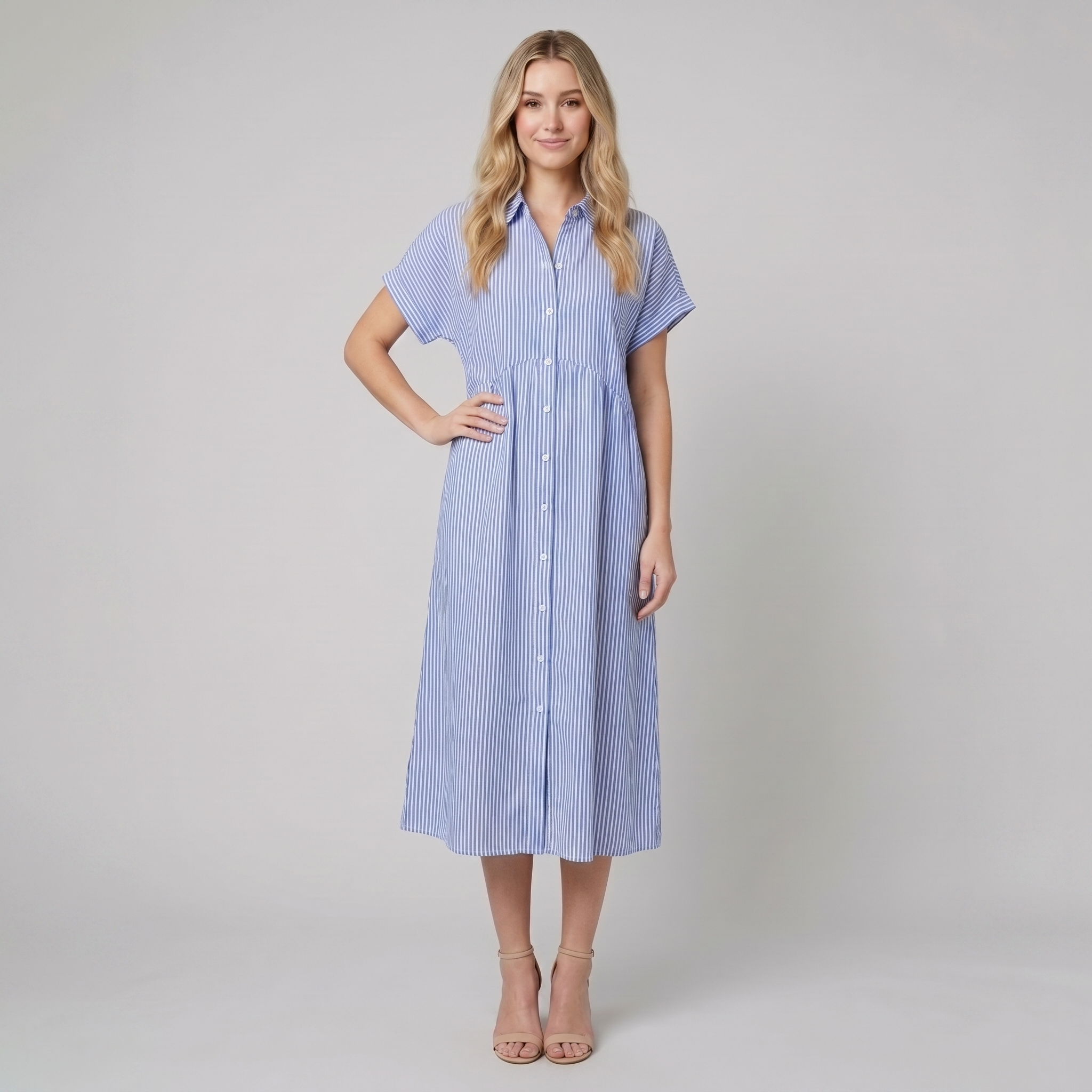 Sierra Shirt Dress | Soft Cotton Blend, Striped Design for Women 0