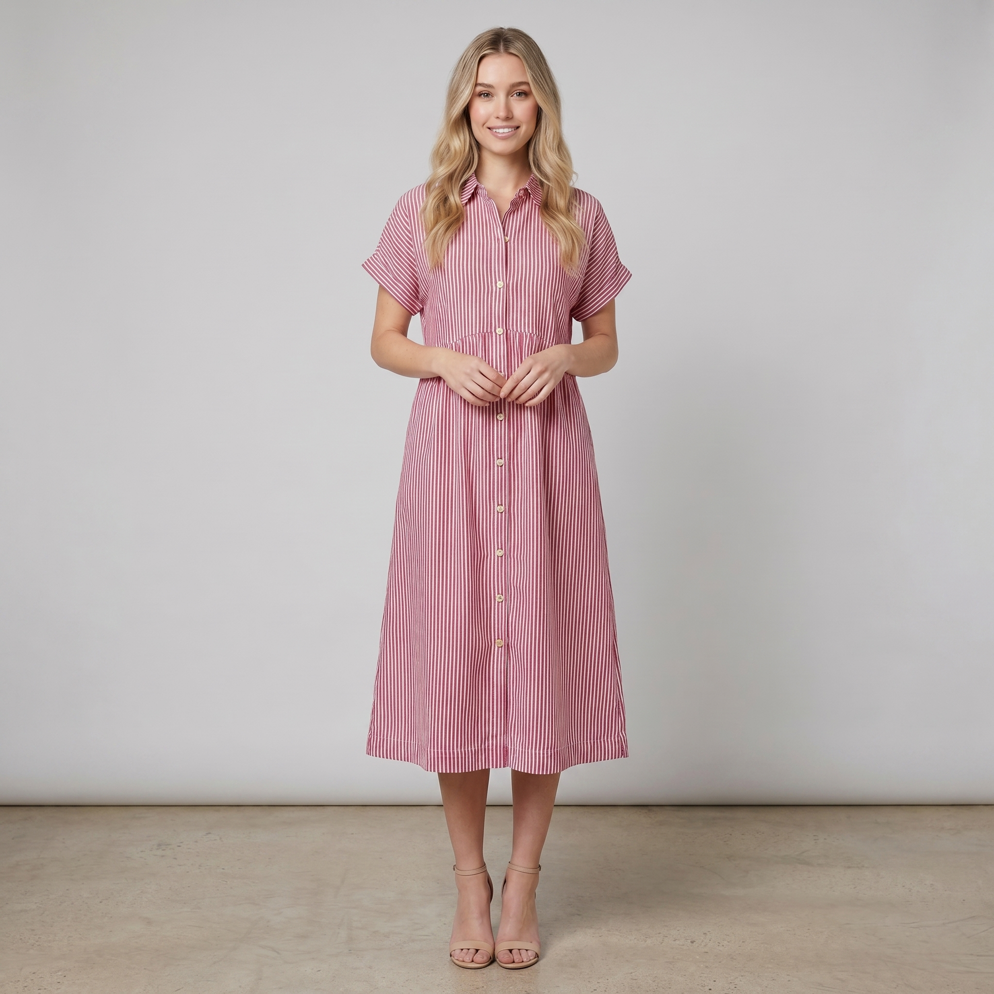 Sierra Shirt Dress | Soft Cotton Blend, Striped Design for Women 3